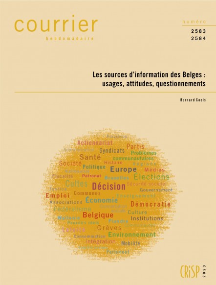   Comment les Belges s’informent-ils ? Quel est leur degré d’intérêt pour l’actualité ? Quels sont leurs centres d’intérêt : actualités internationales, politique, informations locales, etc. ? Quels sont les types de sources qu’ils utilisent pour s’informer : presse écrite, journal télévisé, Internet, médias sociaux, etc. ? Quel est le nombre de sources qu’ils consultent ? Quelles sont celles qu’ils privilégient ? Quel degré de confiance leur accordent-ils ? Quels sont, à ces différents égards, les évolutio