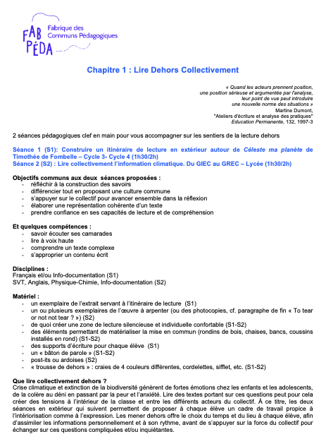 Lire Dehors Collectivement