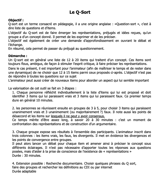 Débat mouvant / Q-sort
