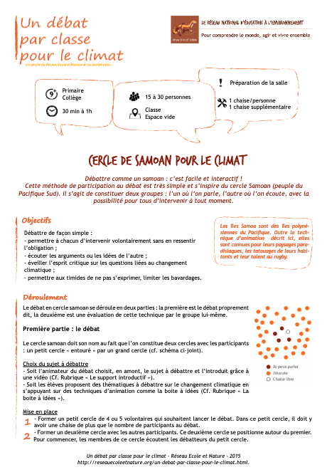 Un débat par classe pour le climat